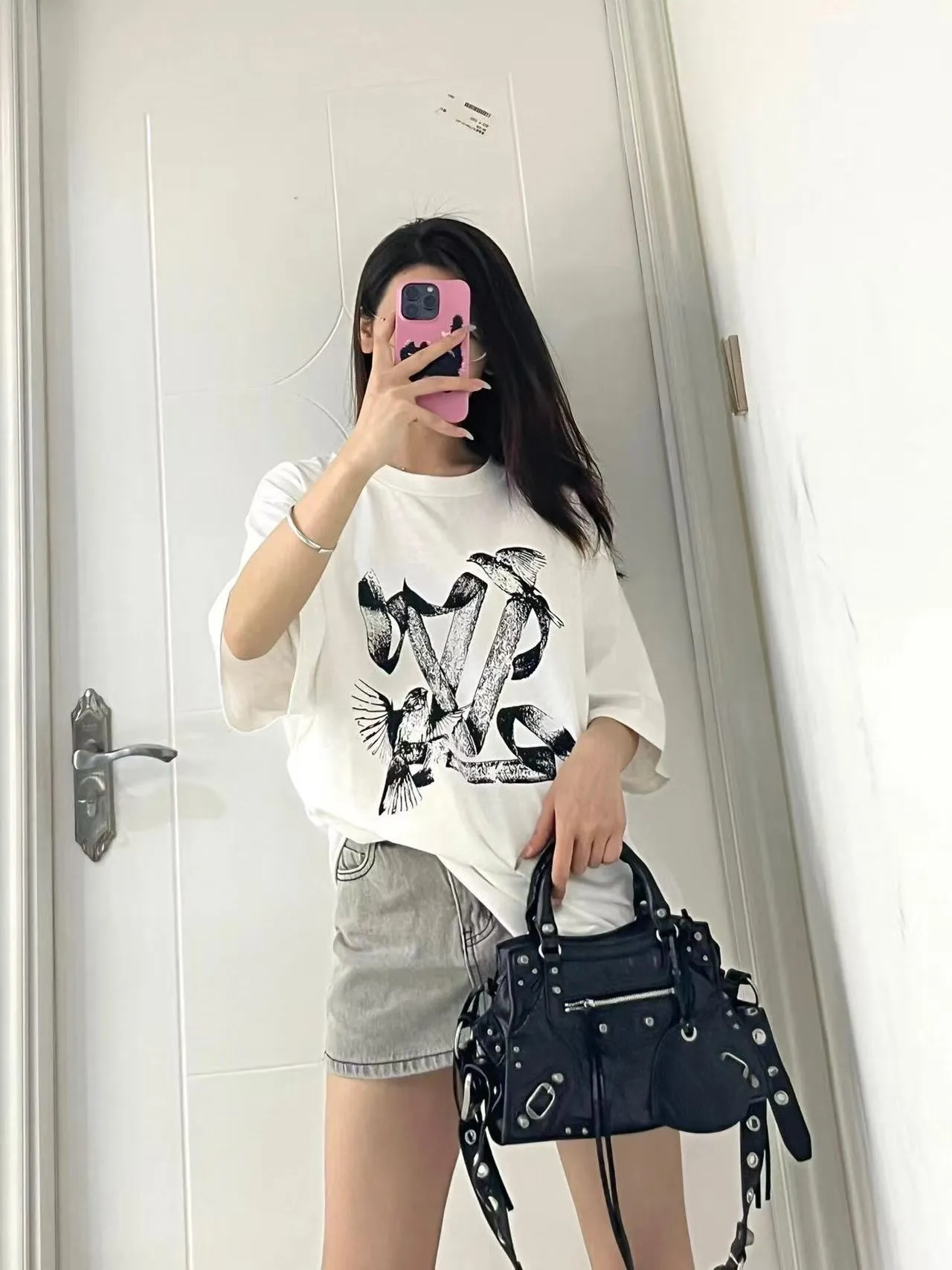 Louis Vuitton/Louis Vuitton white dove print short sleeves